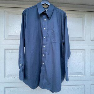 Navy Blue Button Down Shirt L/XL Dadcore Dark Academia Workwear Wrinkle Free